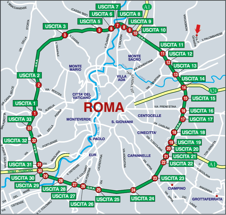 Cartina Grande Raccordo Anulare Roma