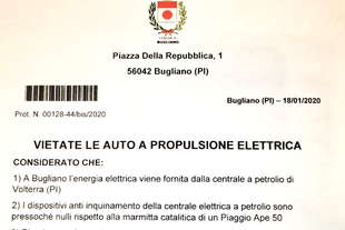 comune bugliano vieta auto elettriche bufala