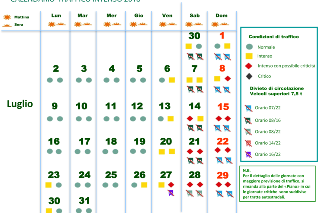 calendario traffico intenso 2018 1
