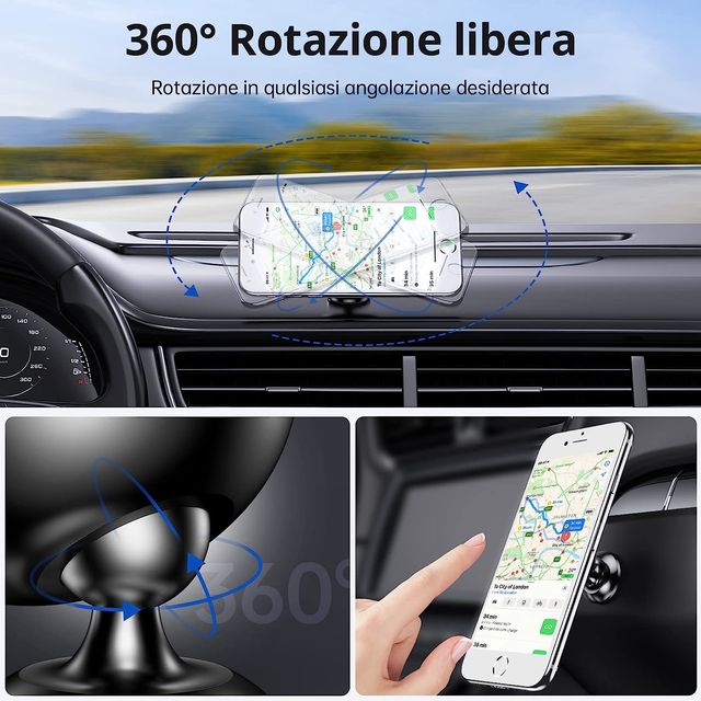 Porta Cellulare Da Auto 360 Gradi Di Rotazione Supporto Telefono Macchina