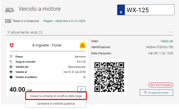 vignetta svizzera cambio targa