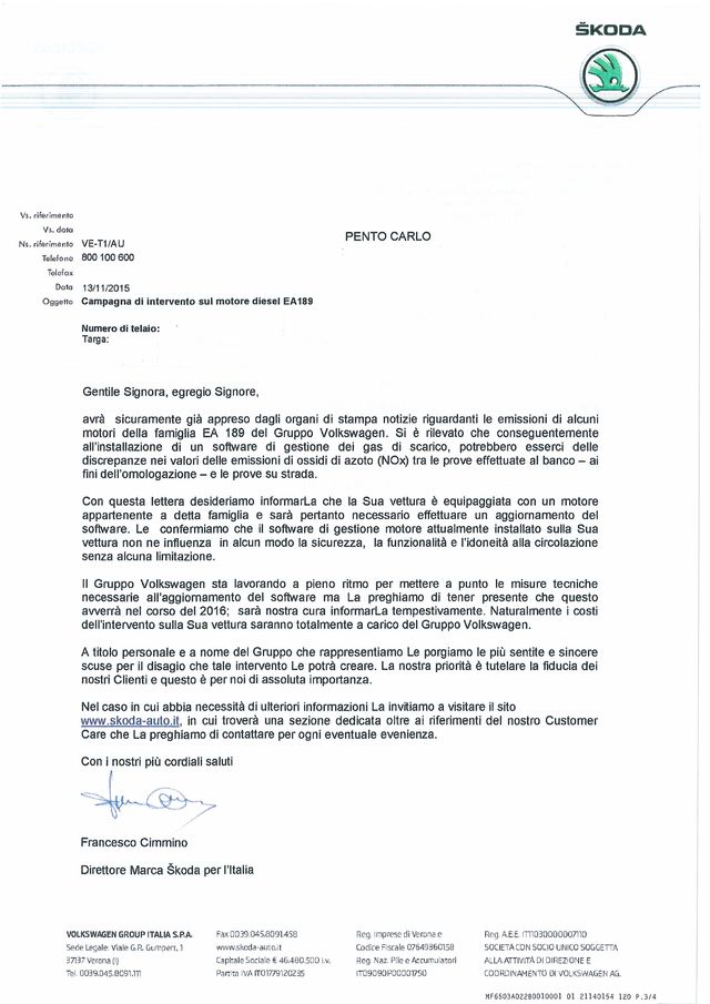 “Pensavo che la mia Skoda fosse Euro 5”. Poi, col Dieselgate...